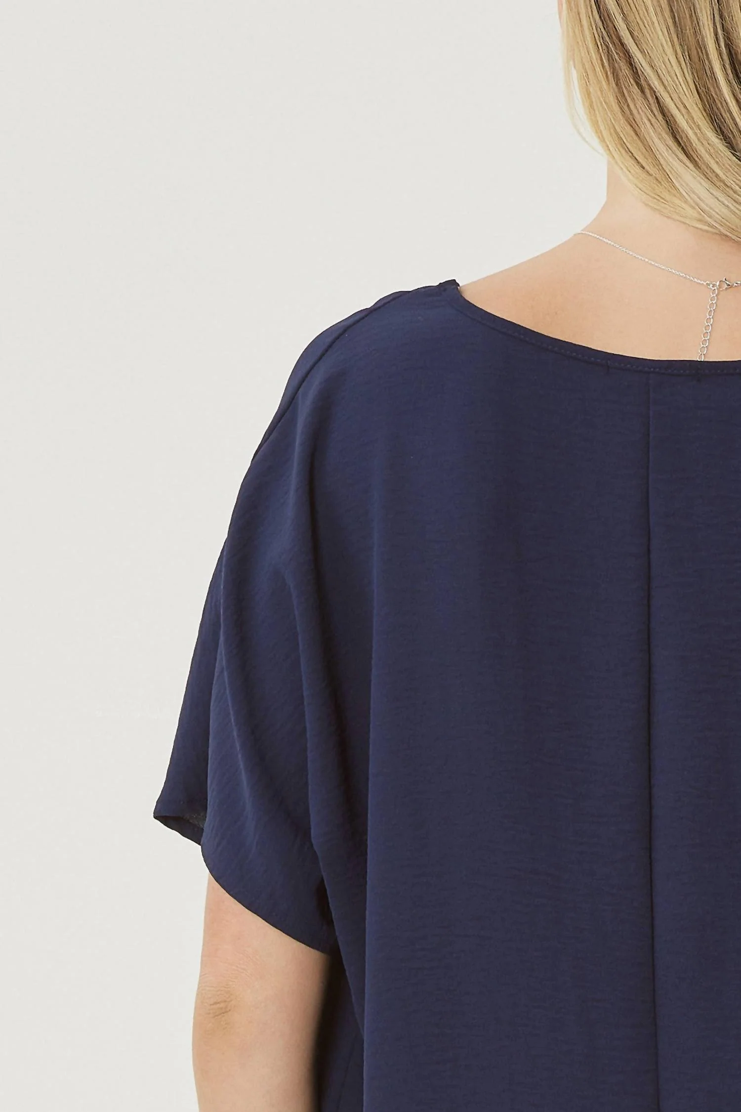Solid V-Neck Top In Navy - Image 5