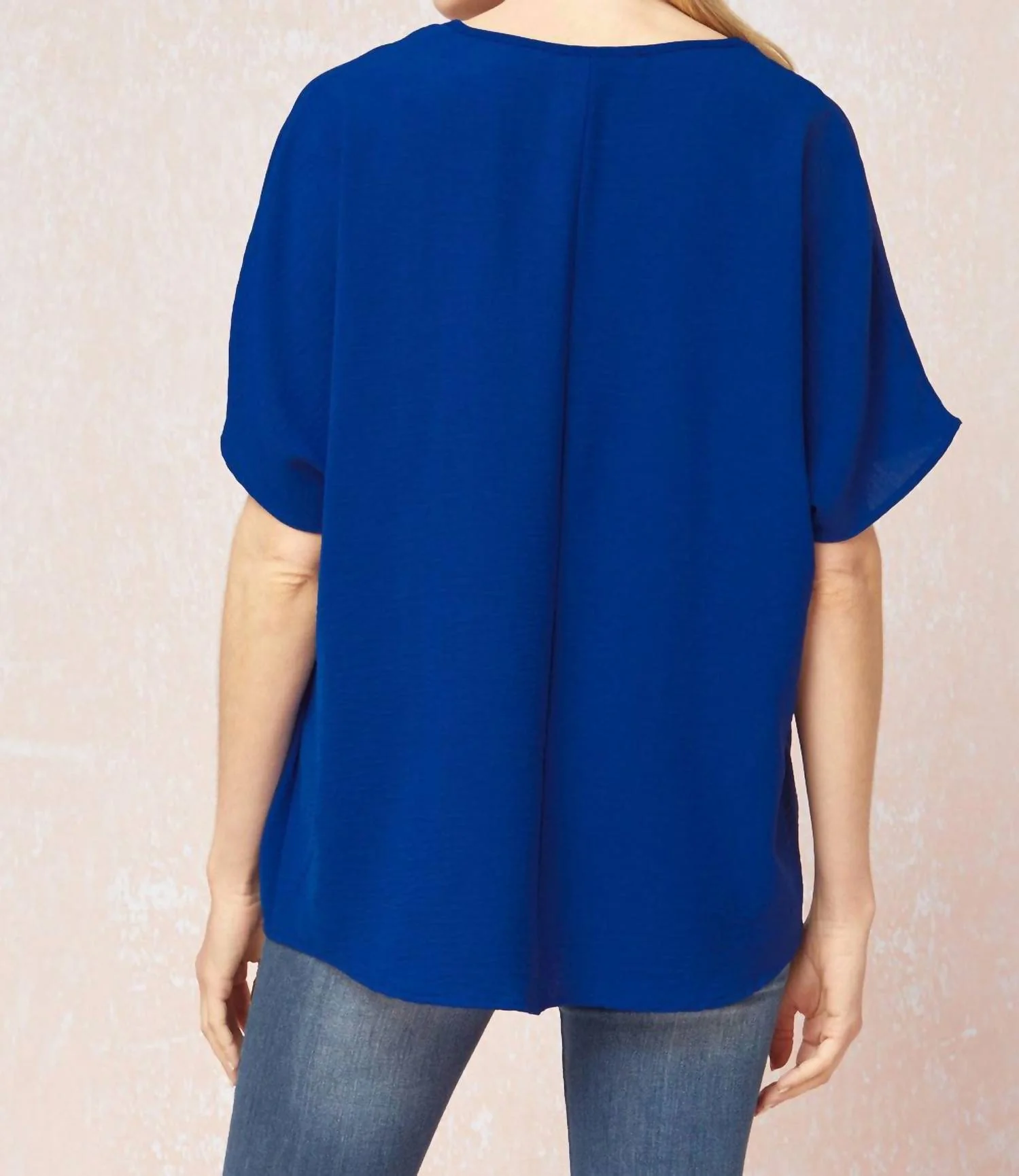 Solid V-Neck Top In Royal - Image 2