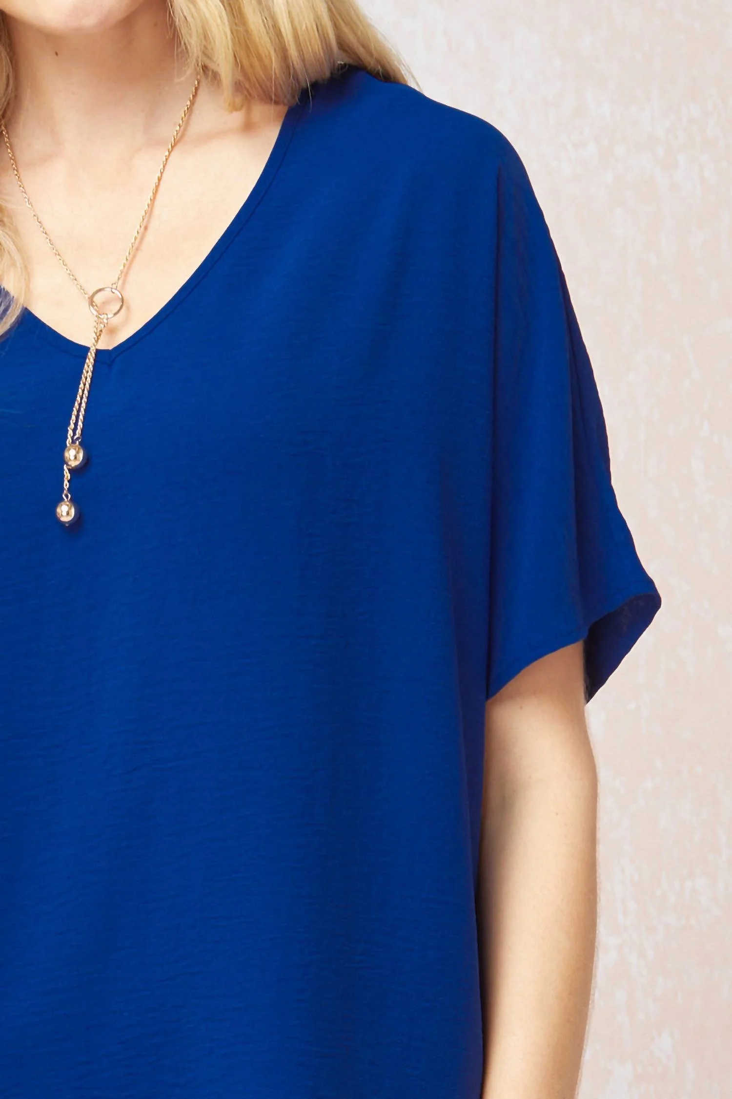 Solid V-Neck Top In Royal - Image 4