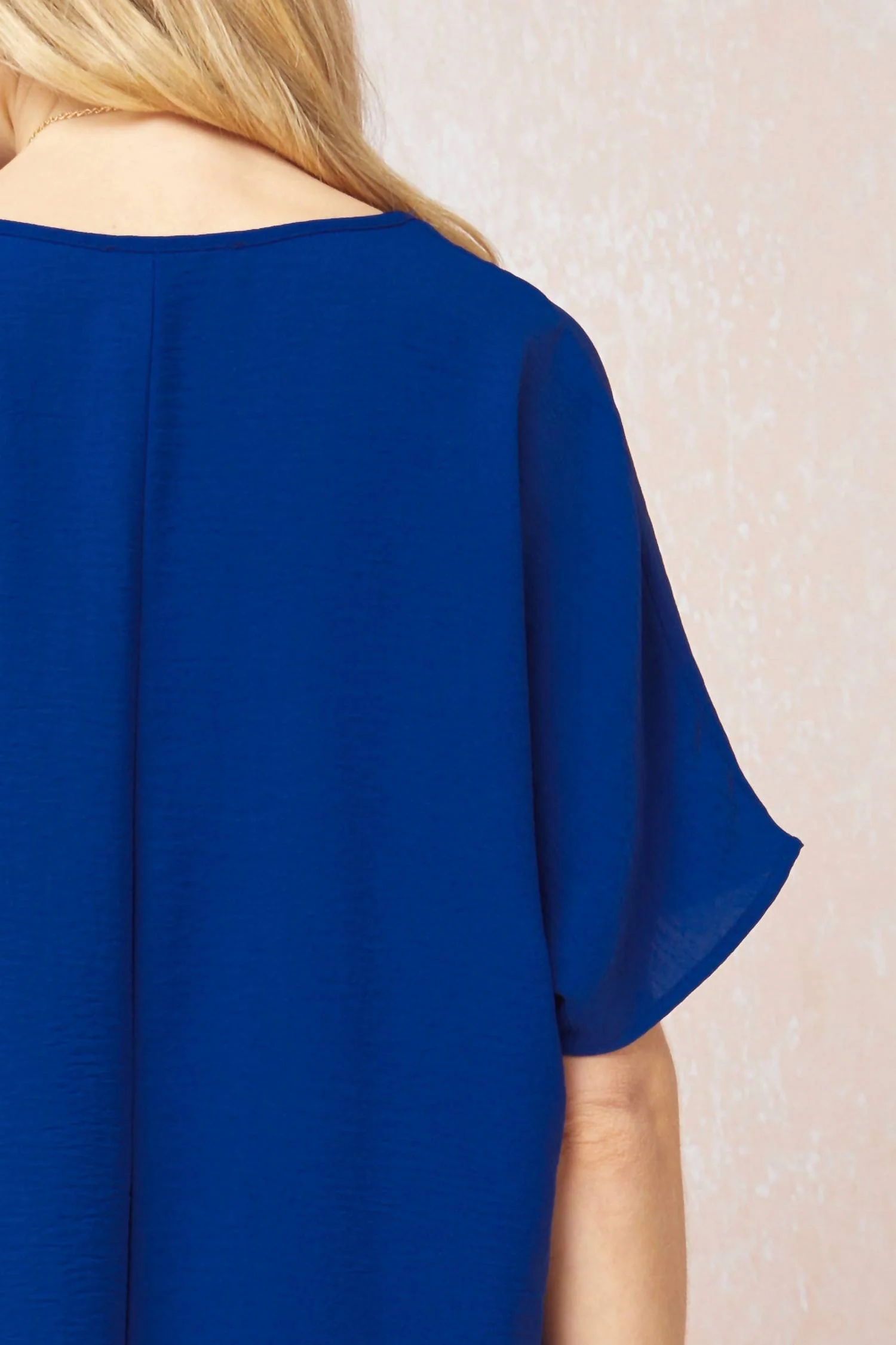 Solid V-Neck Top In Royal - Image 5