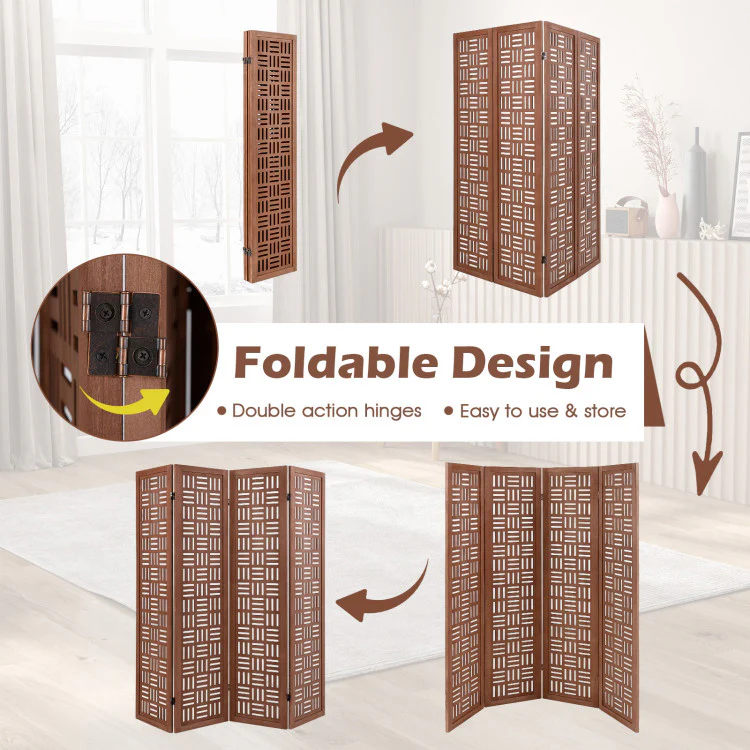 Solid Wood Folding Room Divider Partition Privacy Screen Stand - Image 4