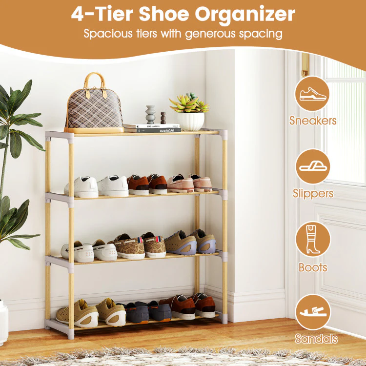 Solid Wood Shoe Rack with Slatted Open Shelves - Image 4