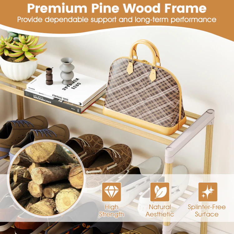 Solid Wood Shoe Rack with Slatted Open Shelves - Image 5