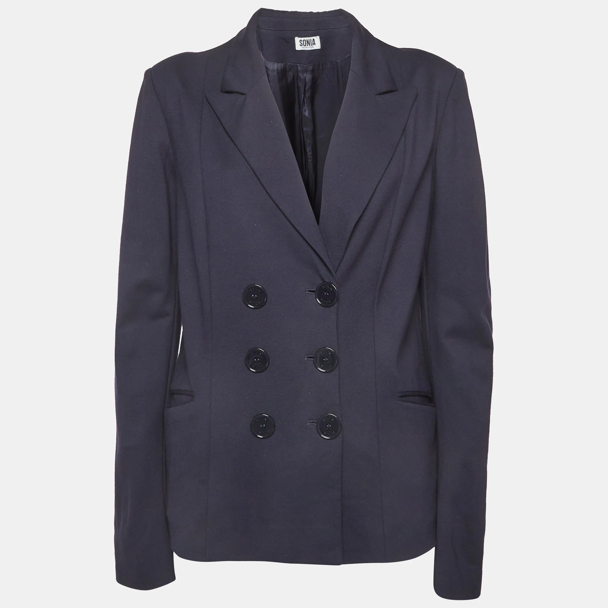 Sonia By Sonia Rykiel Navy Blue Jersey Double Breasted Blazer