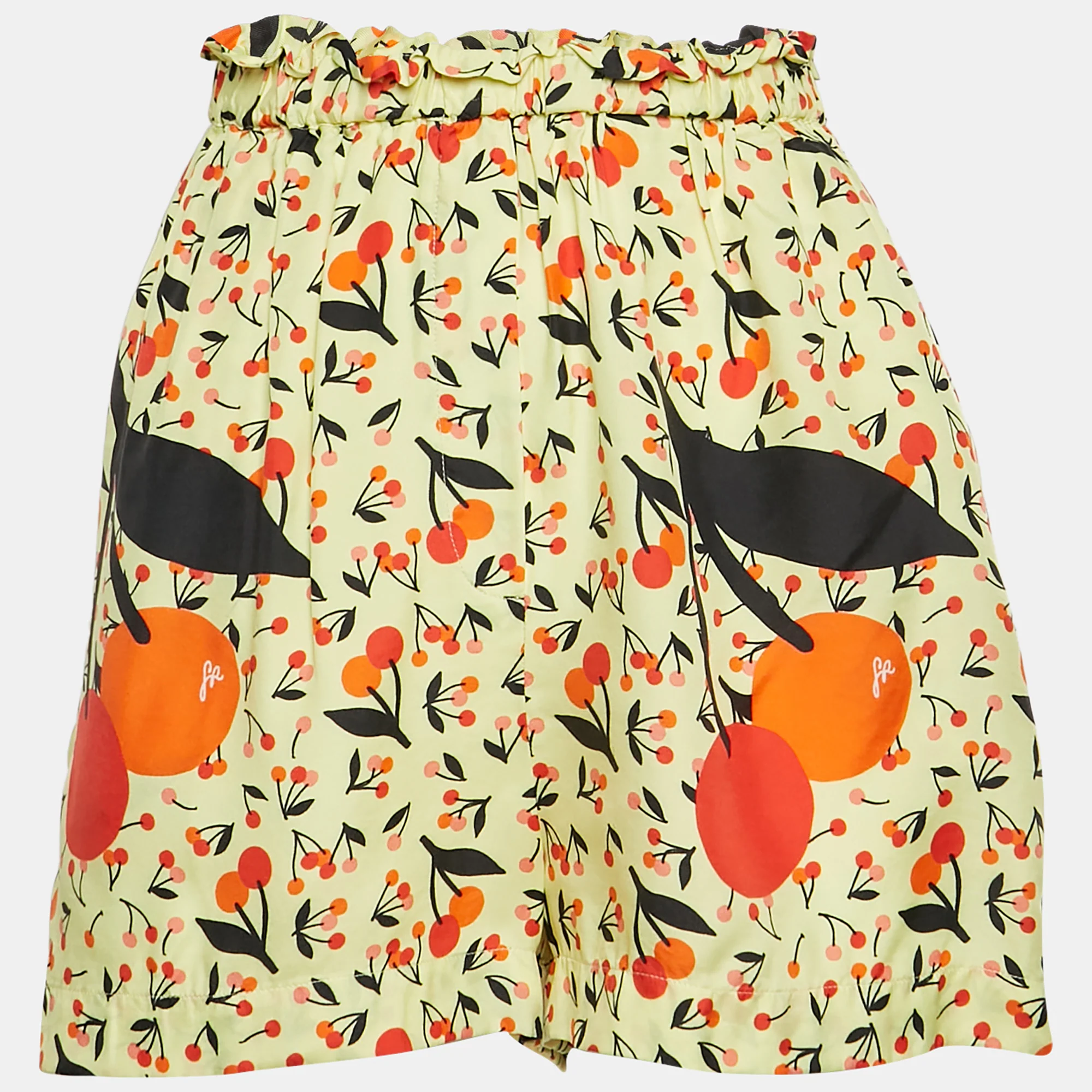 Sonia Rykiel Yellow Printed Crepe Shorts