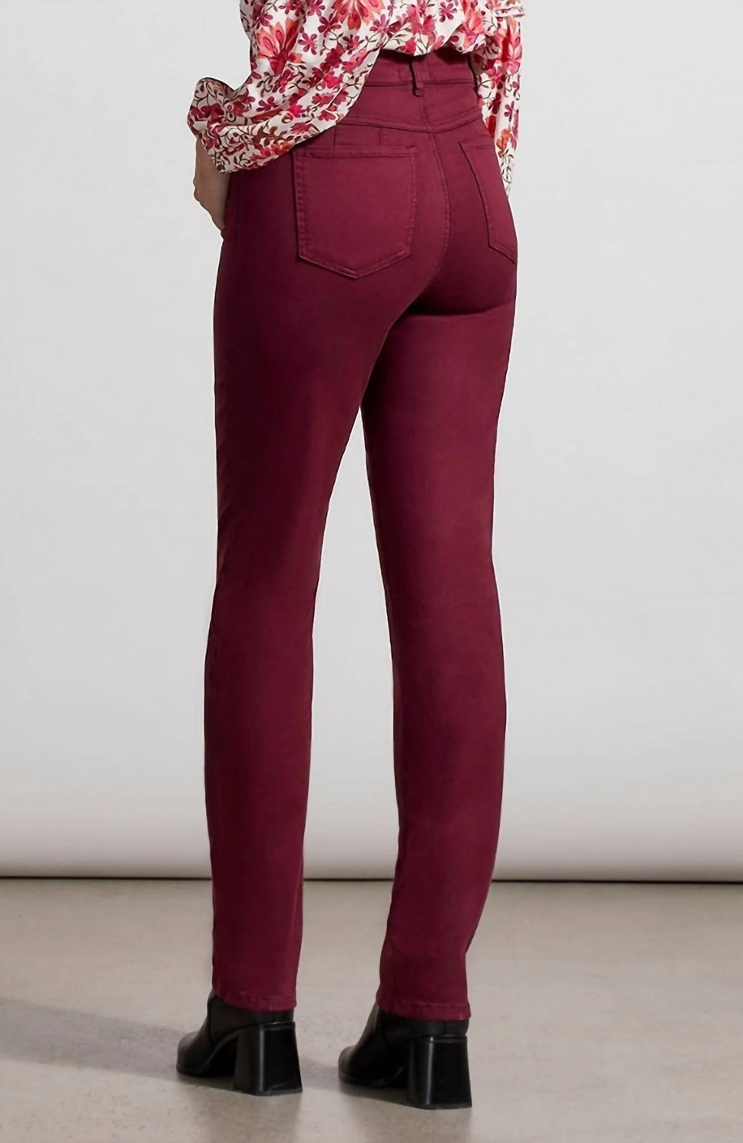 Sophia 5 Pocket Curvy Straight Jeans In Red Wine - Image 2