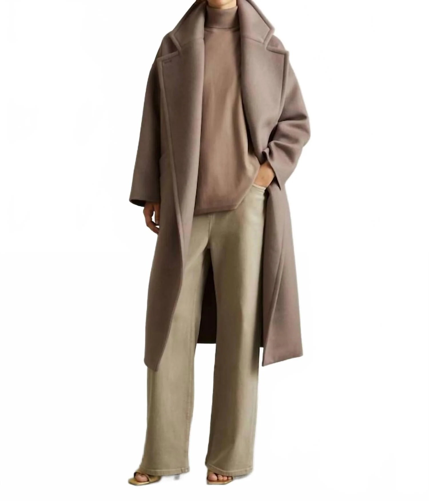 Sophia Colorblock Roll Neck Sweater In Tan