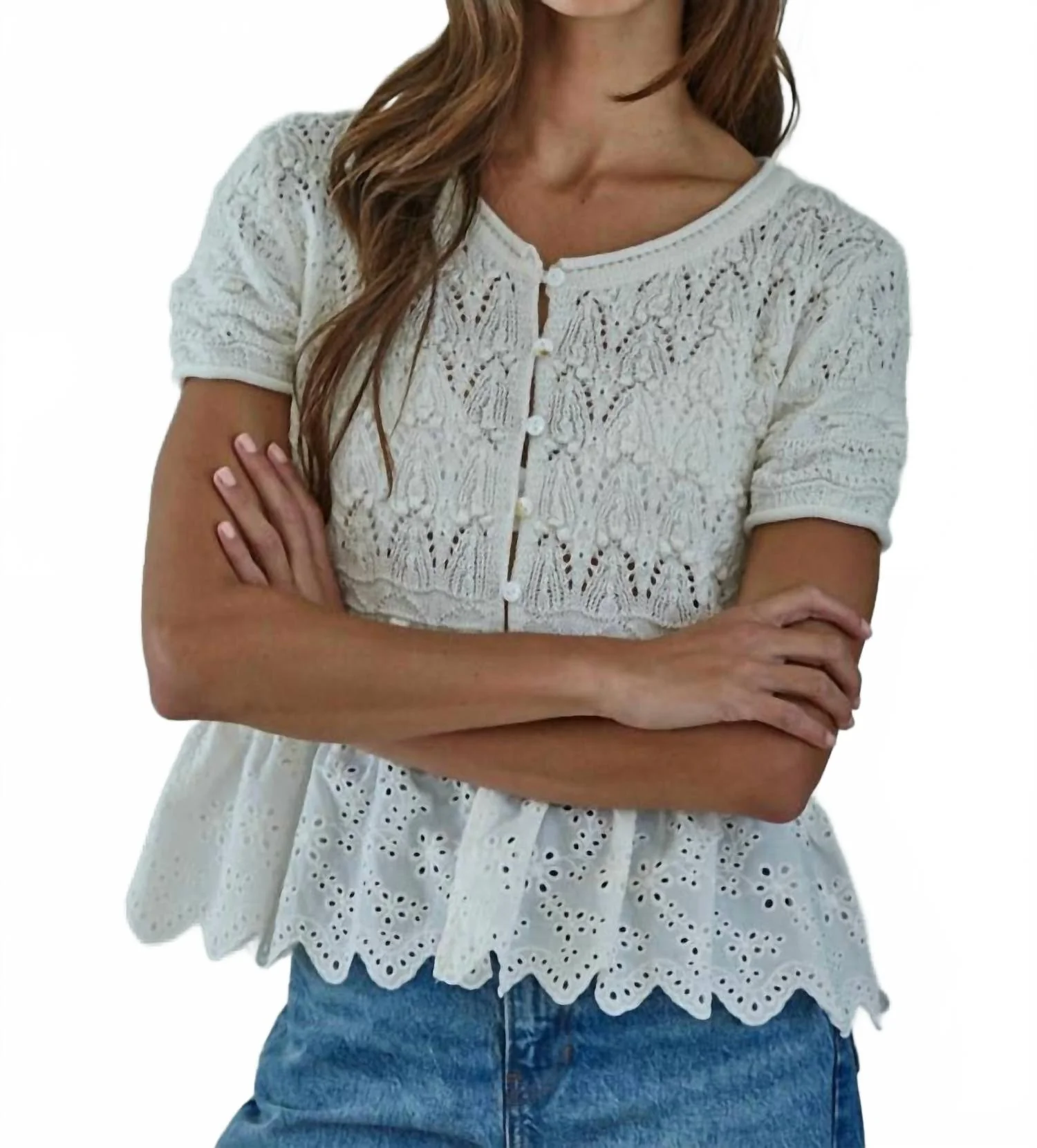 Sophia Peplum Top In Ivory