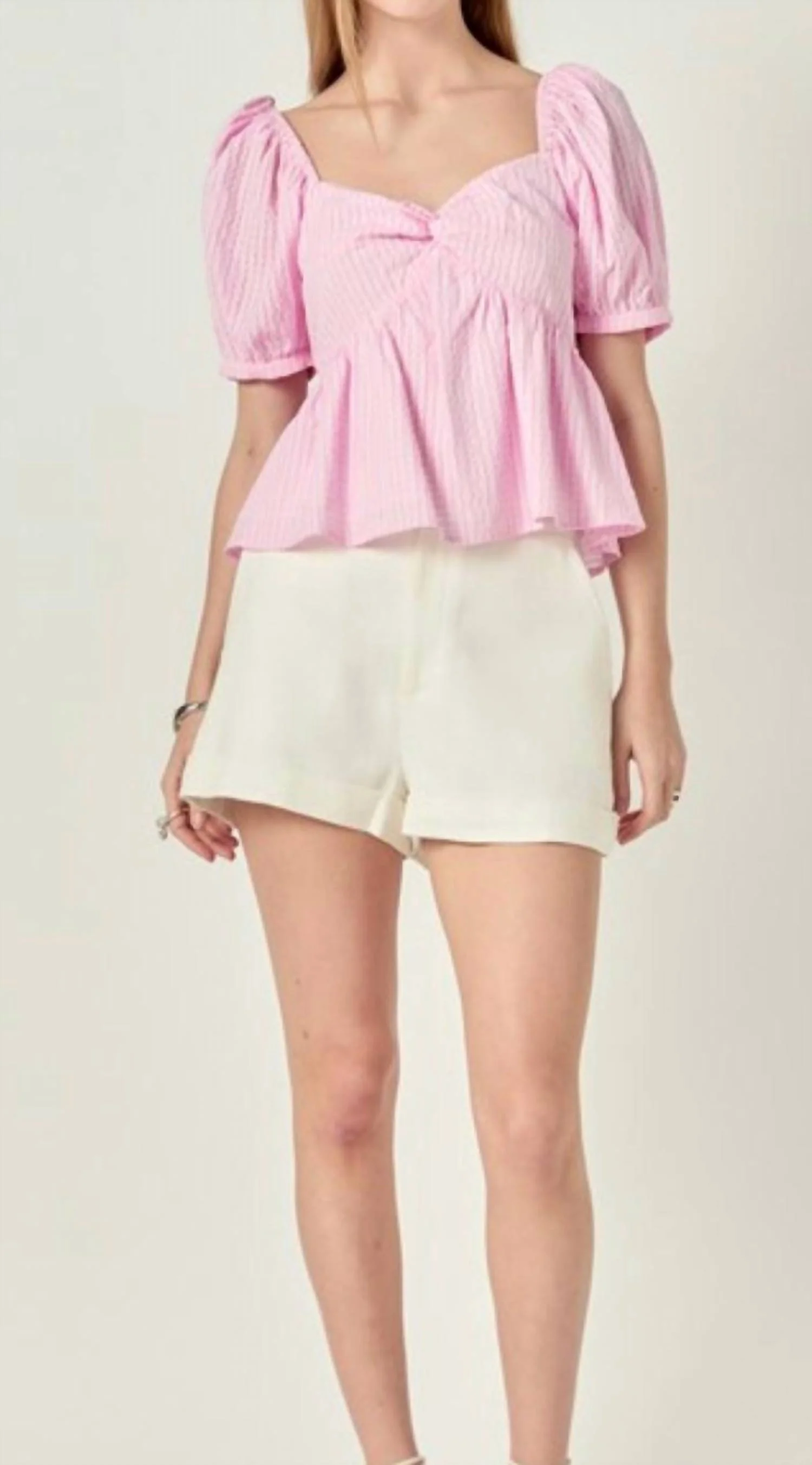 Sophie Short Sleeve Blouse Top In Pink