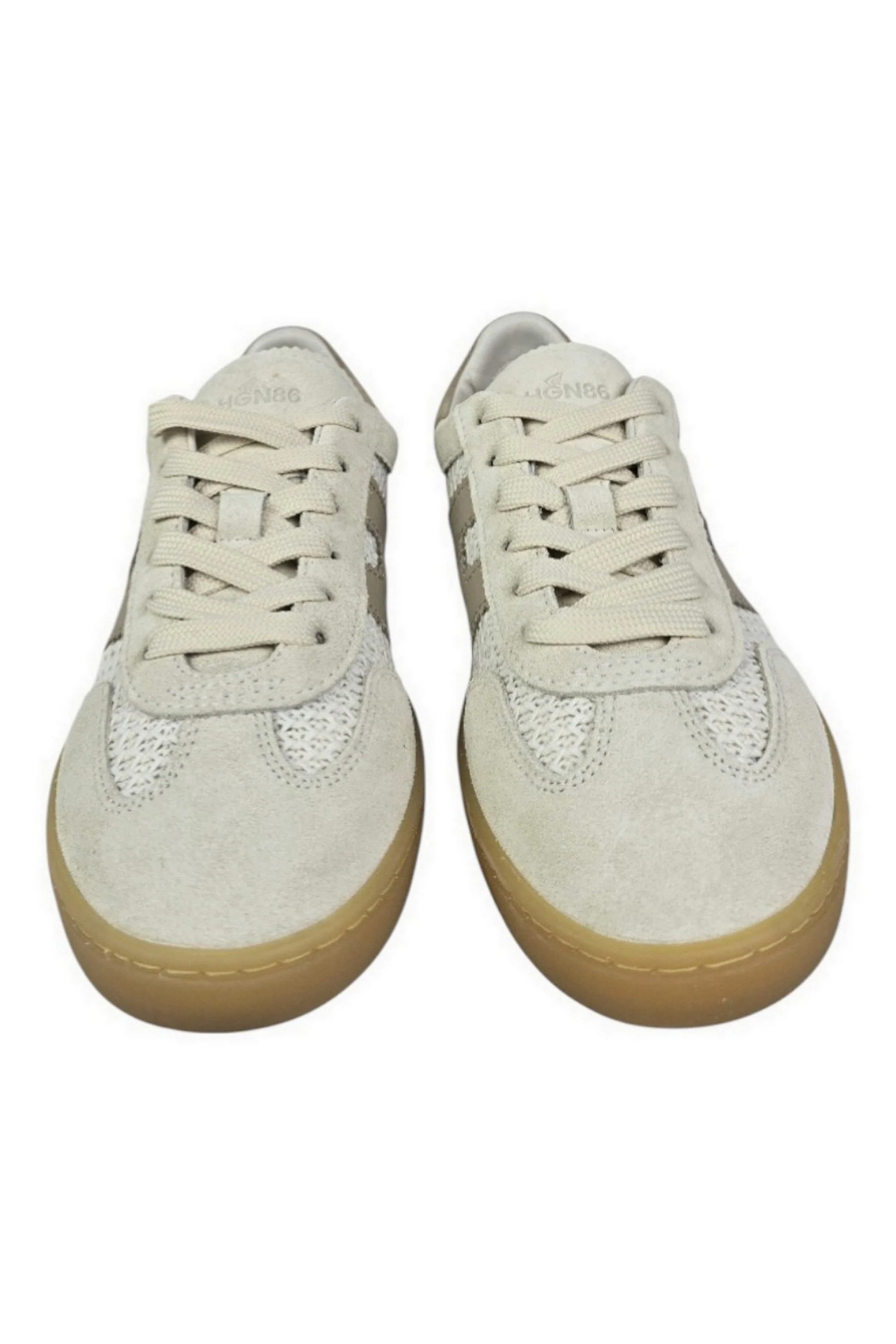 Sophisticated Beige Lace-Up Sneakers With Distinctive Logo Detail - Image 3