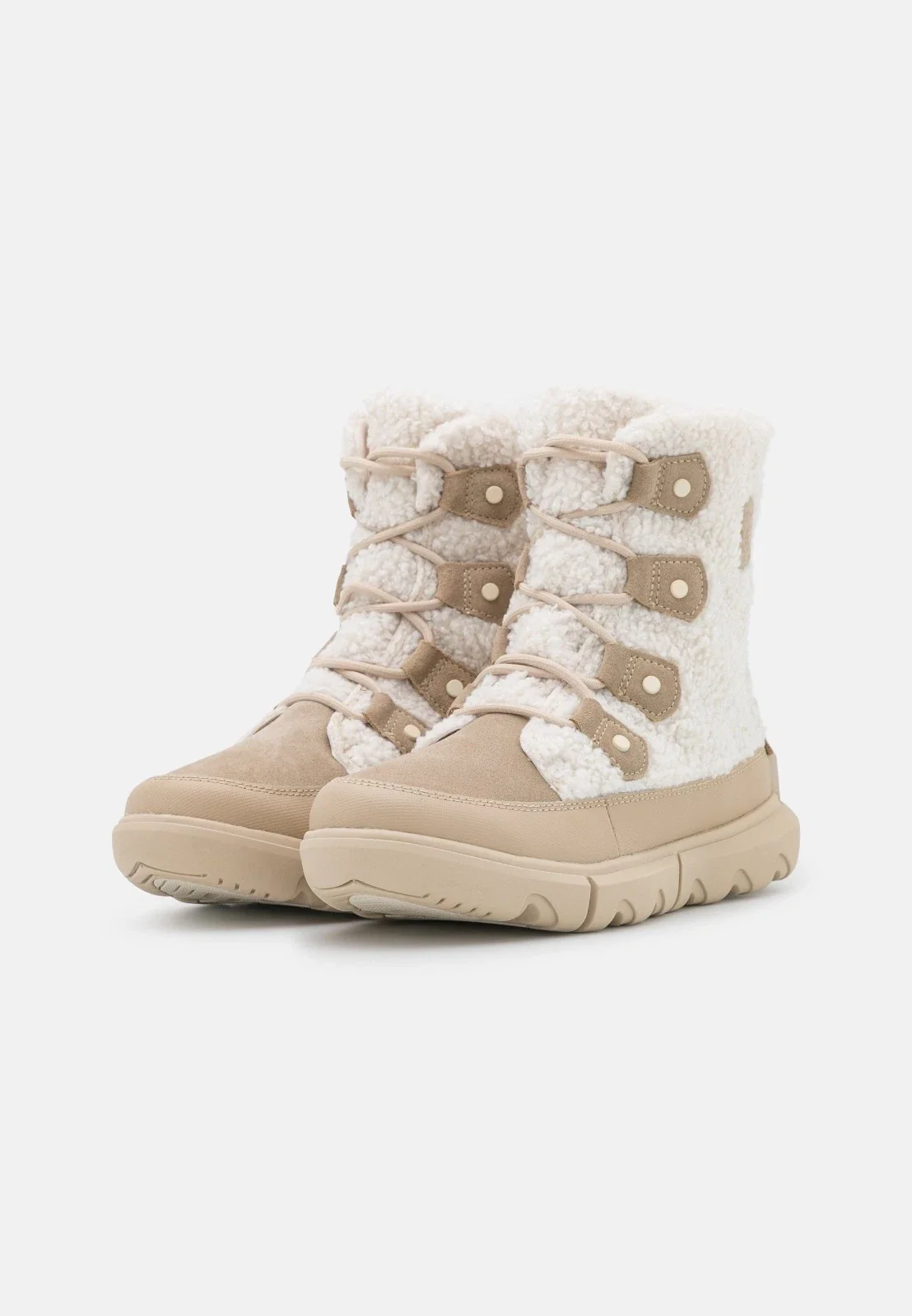 Sorel Explorer II Joan Women's Beige Faux Fur Cozy Ankle Boots RHS2720