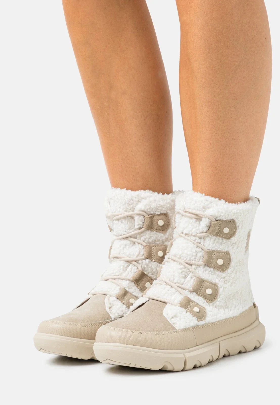 Sorel Explorer II Joan Women's Beige Faux Fur Cozy Ankle Boots RHS2720 - Image 6