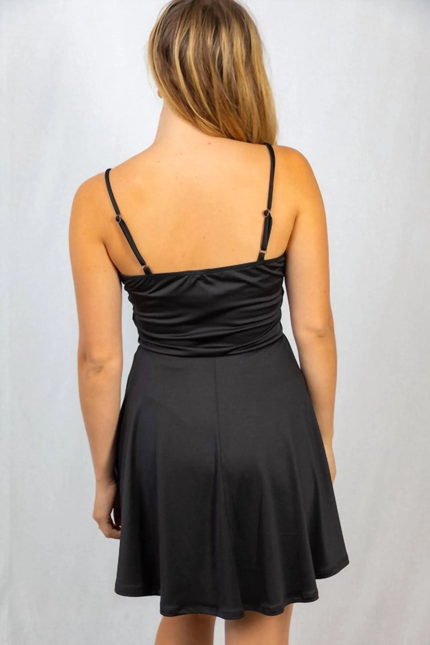 Spaghetti Strap Dress With Shorts In Black - Image 4