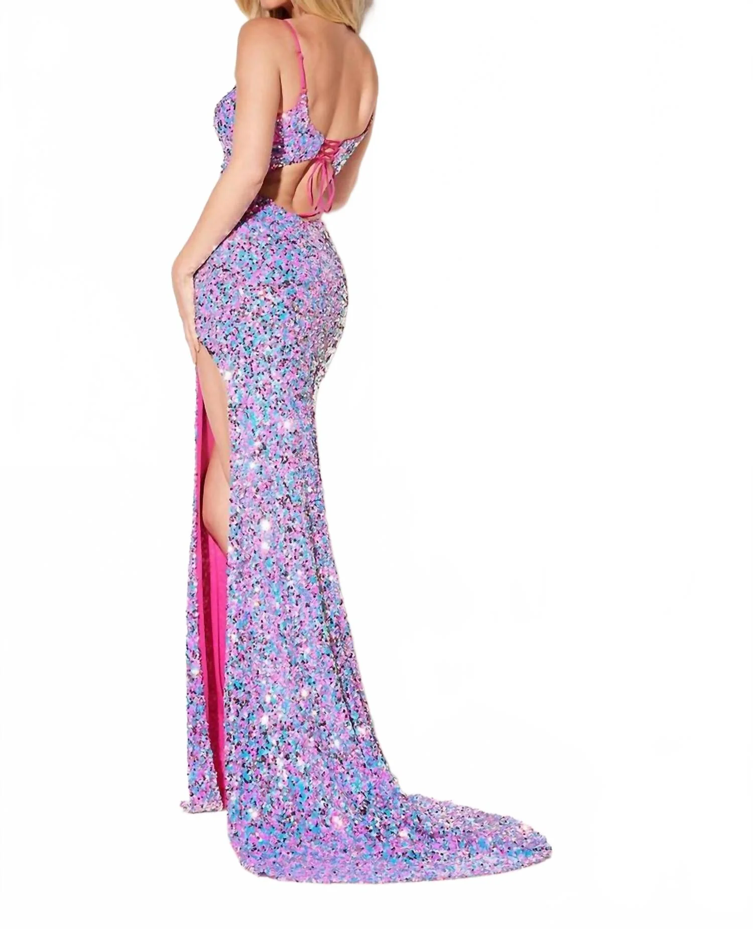 Sparkling Sweetheart Neckline Sheath Gown In Violet - Image 2