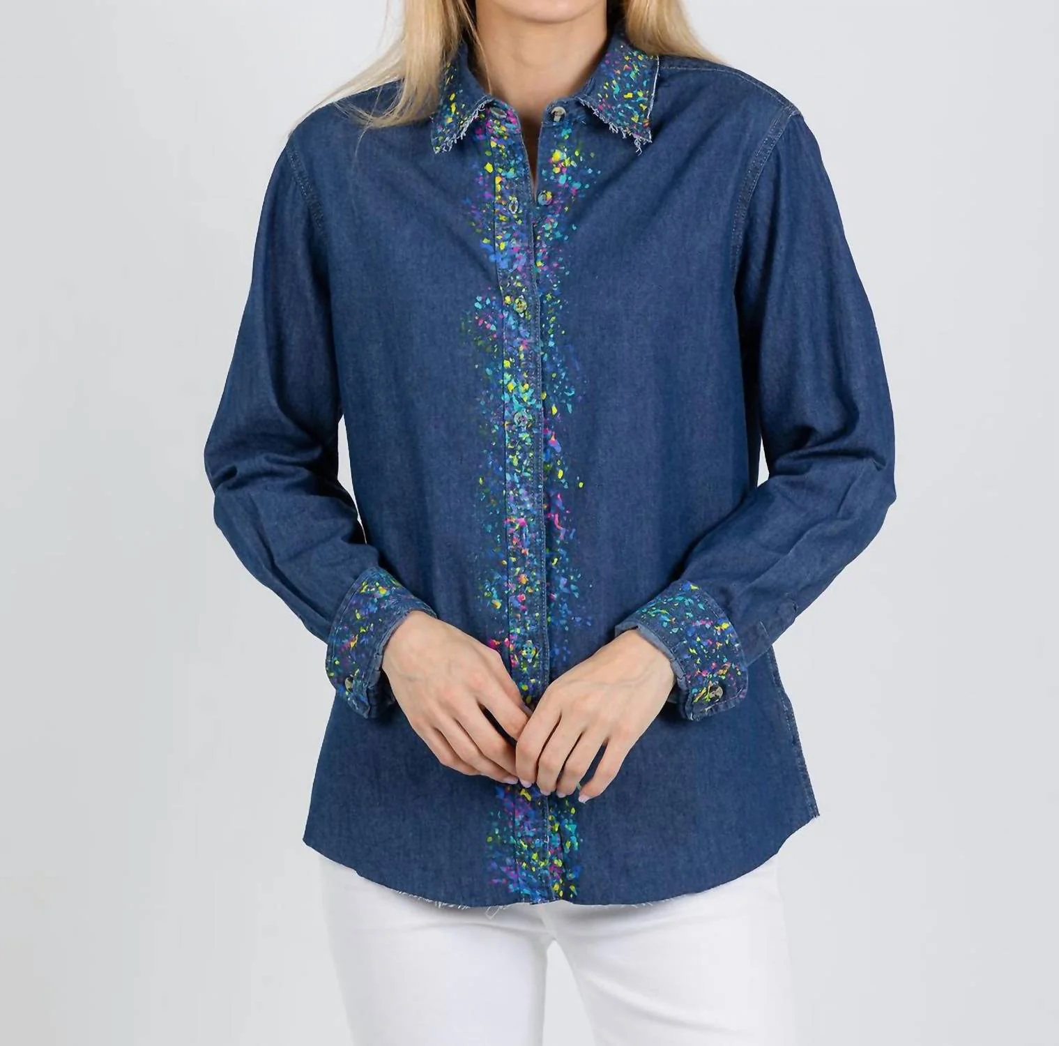 Splash Paint Shirt In Denim/multi