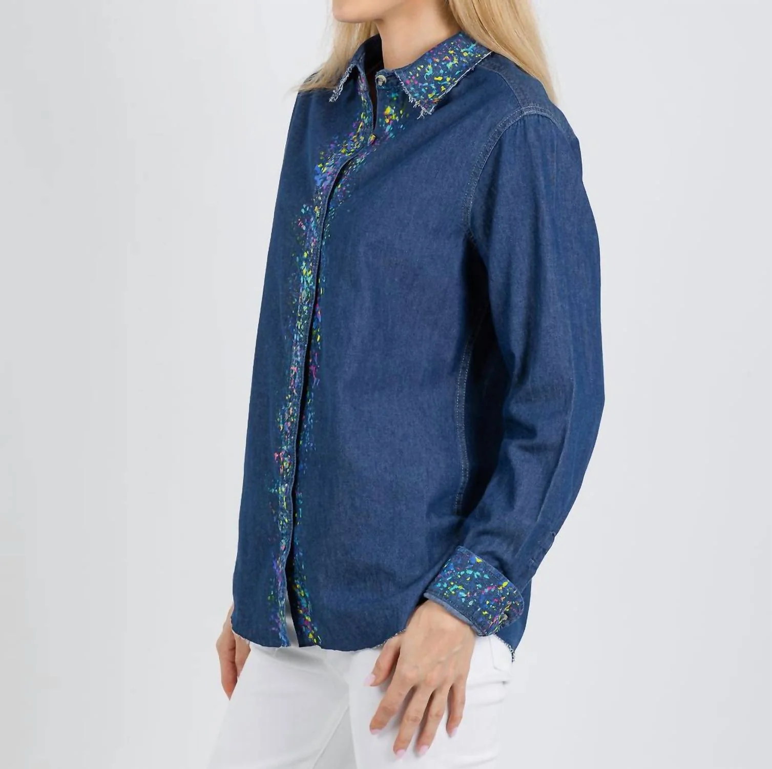 Splash Paint Shirt In Denim/multi - Image 3