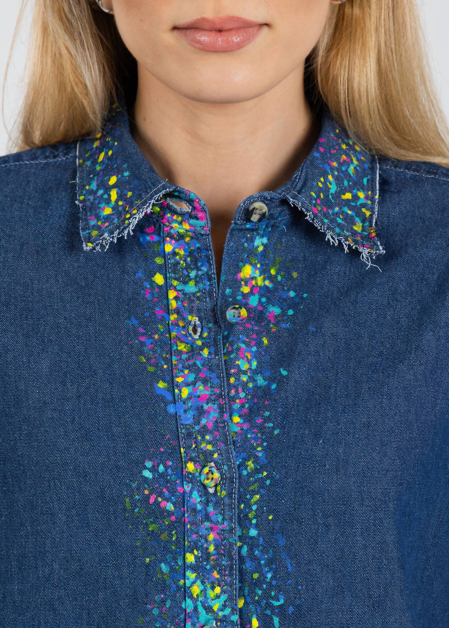 Splash Paint Shirt In Denim/multi - Image 4