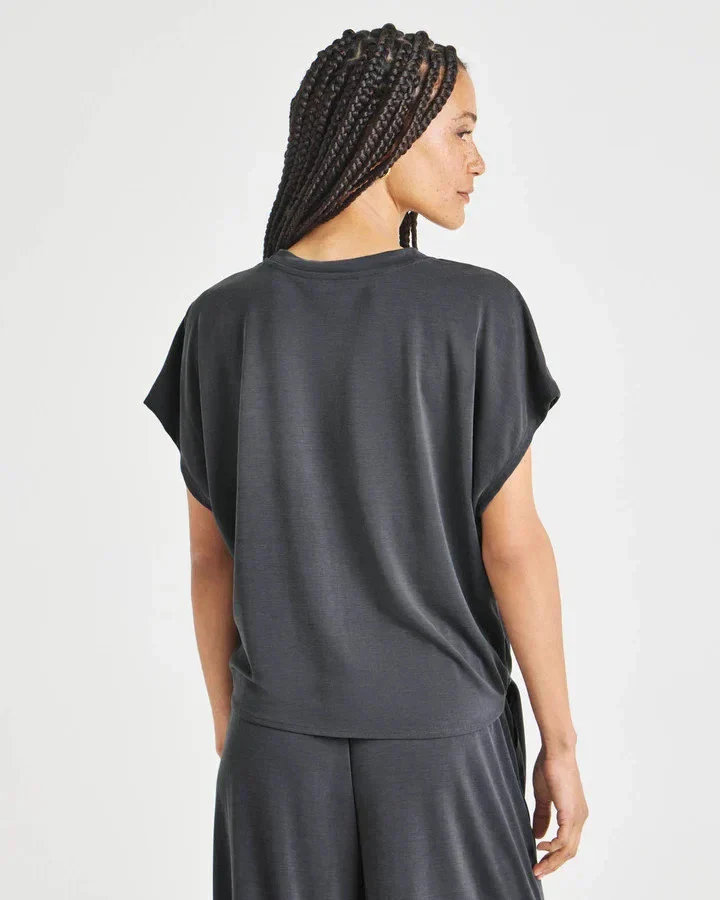 Splendid Giada Sandwash RM4K260 Tee Women's Gray Knotted Crewneck GBO1963 - Image 5