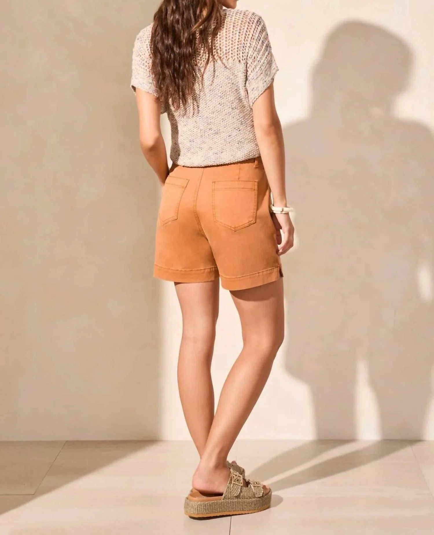 Split Hem Shorts In Pinecone - Image 2