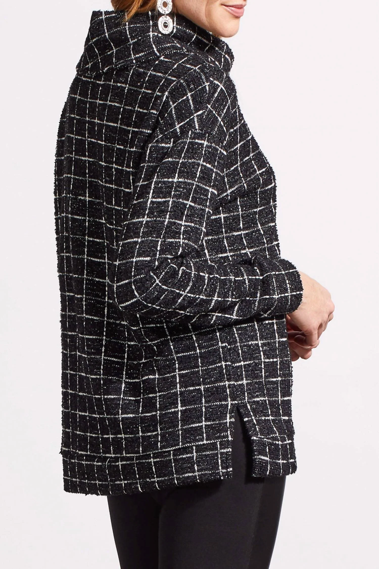 Split Neck Sweater In Black - Image 3
