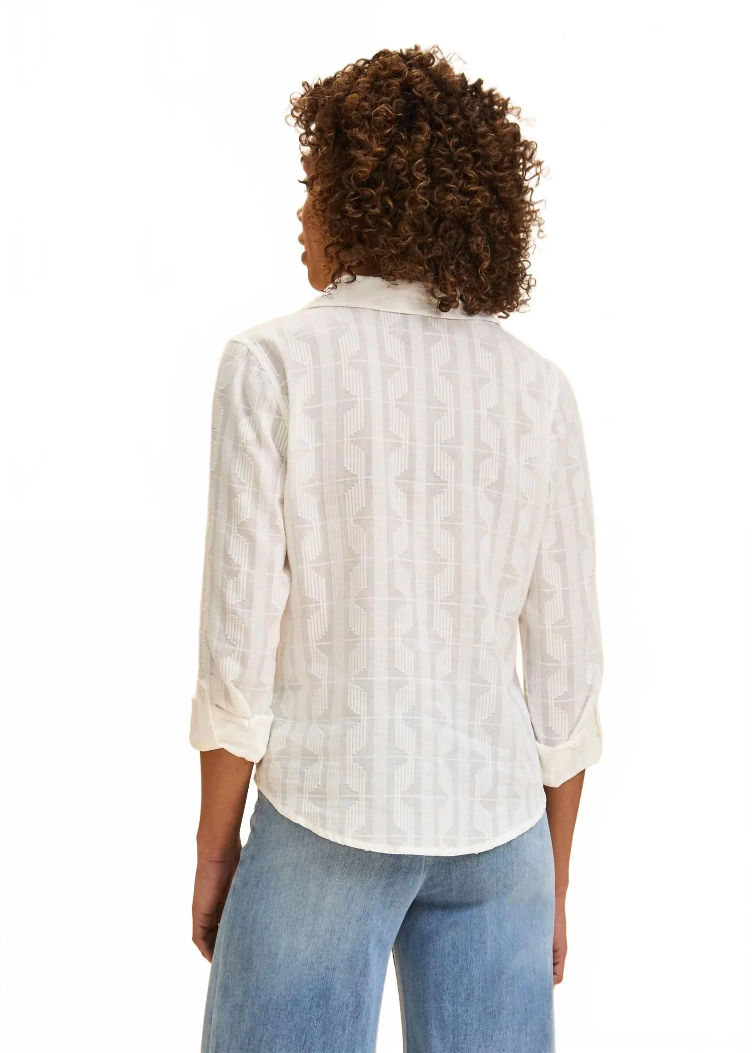 Split Neck Top In White - Image 2