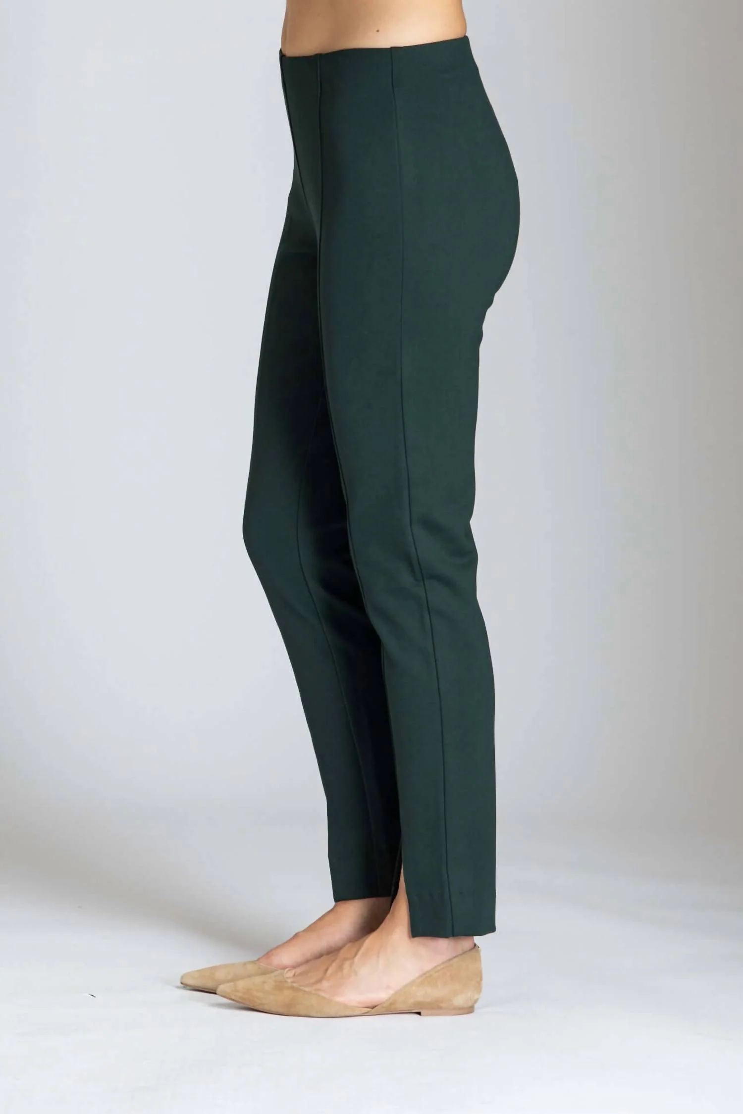 Split Ponte Pants In Deep Emerald