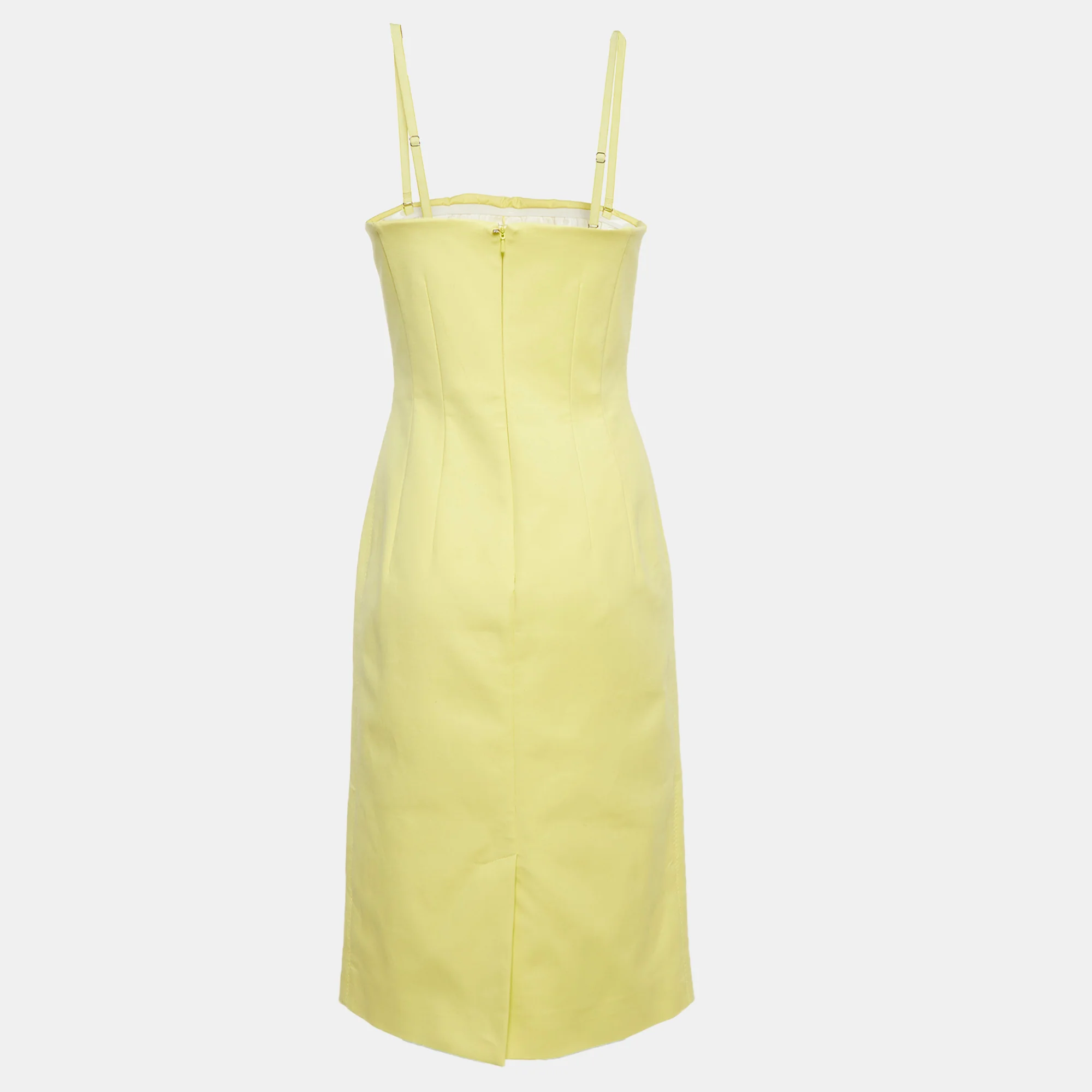 Sportmax Yellow Cotton Bustier Midi Dress - Image 3