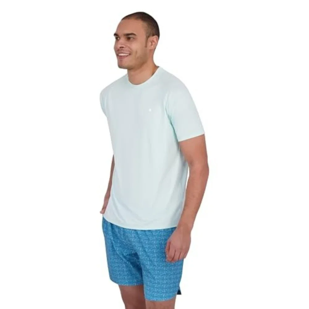 Spyder Rash Guard Men's Teal Stretch Quick Dry Short Sleeve Swimwear DSGL1229 - Image 4