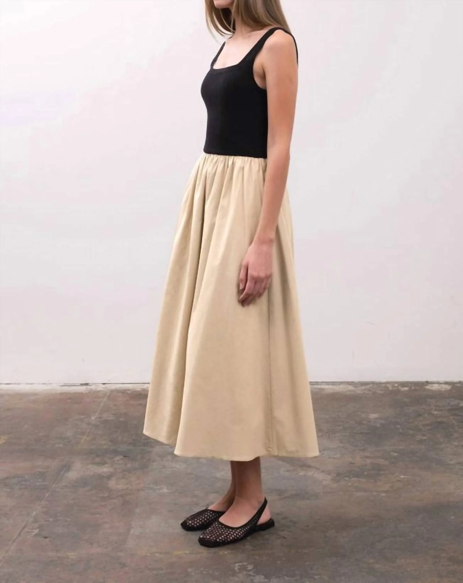 Square Neck Crochet Top Mixed Media Dress In Black /natural - Image 2