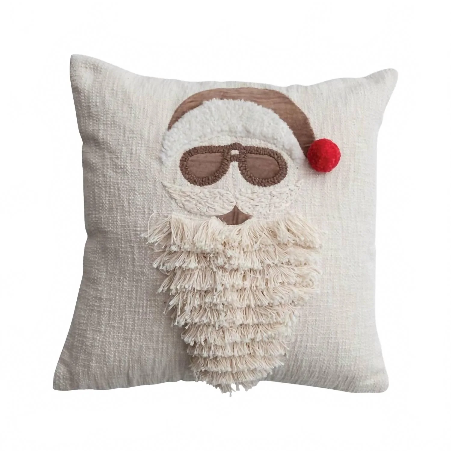 Square Pillow With Embroided Image In Beige