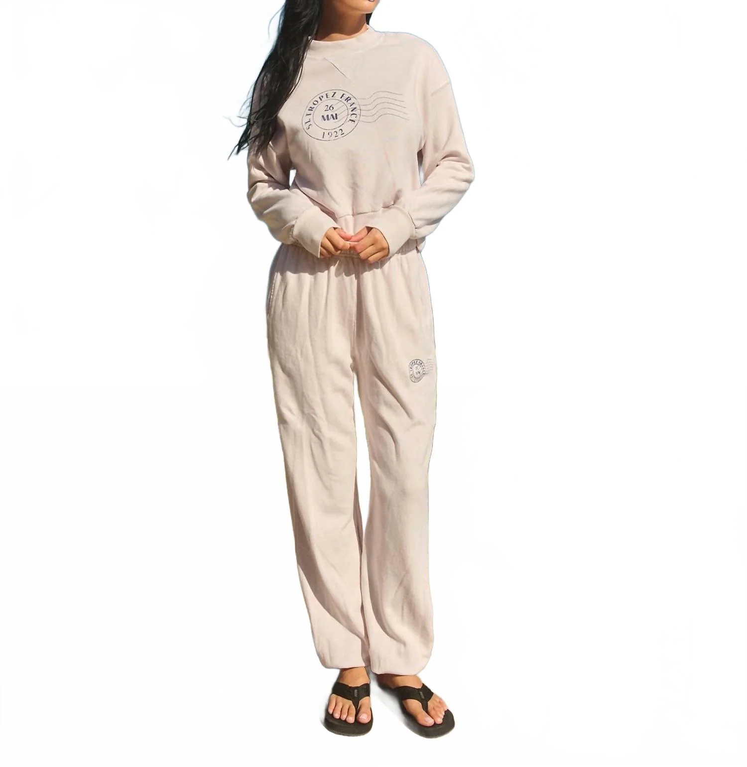 St Tropez Stamp Athletic Sweatpant In Oyster - Image 2