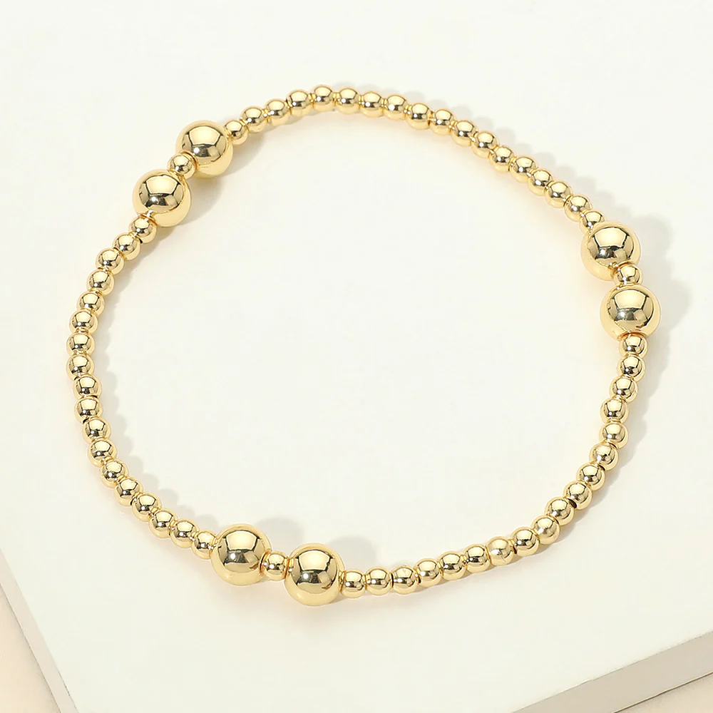Stainless Steel Graduated Beaded Stretch Bracelet - Image 6