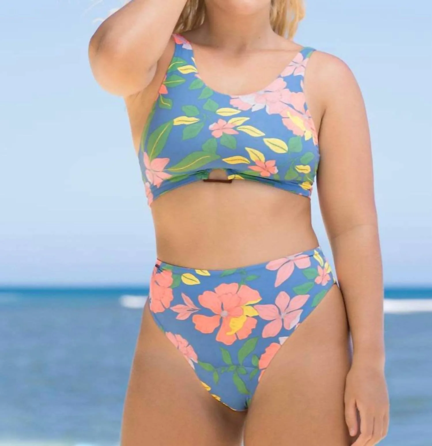 Star Flower Shiri High Rise & High Leg Bottoms In Blue - Image 3