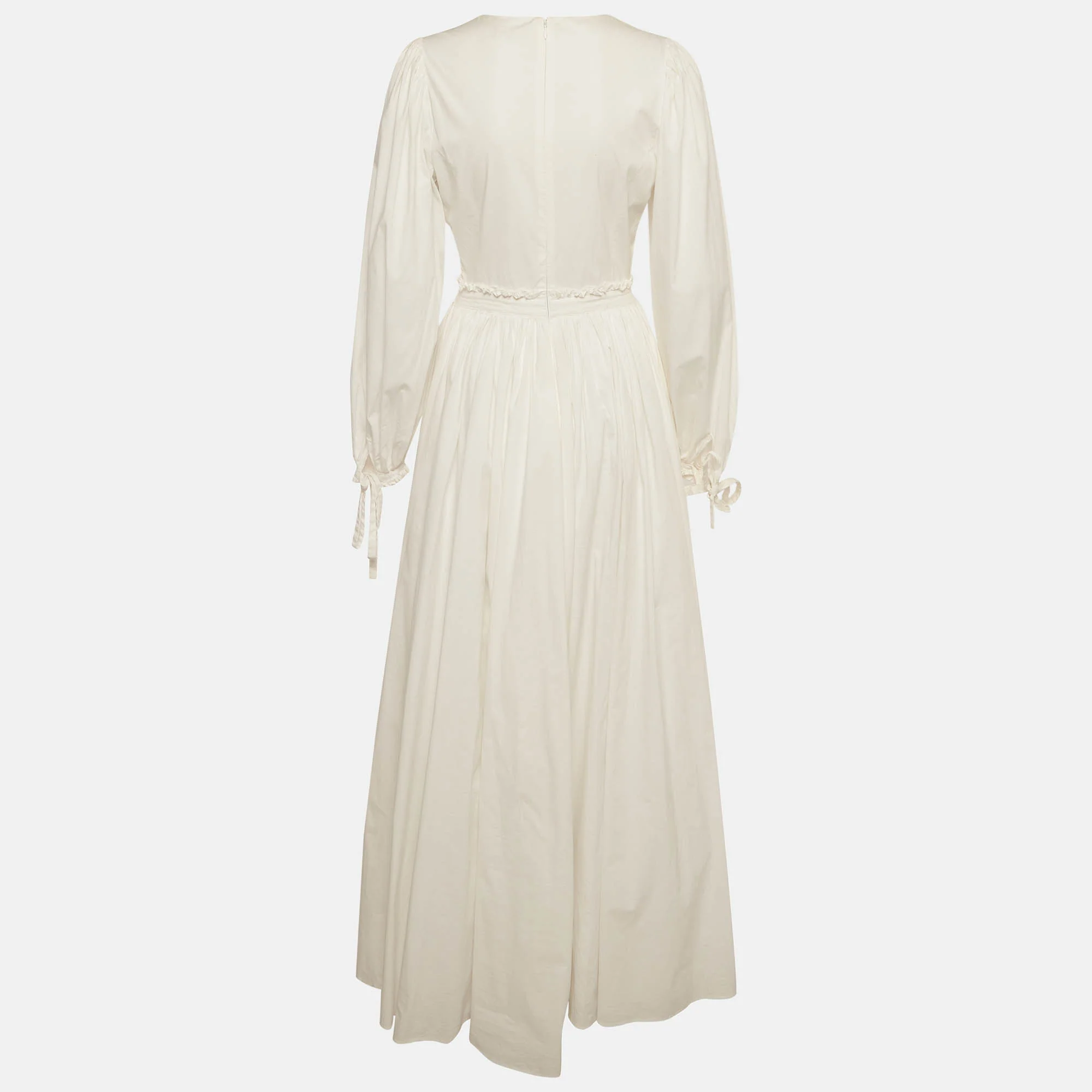 Staud White Cotton Flared Maxi Dress - Image 3