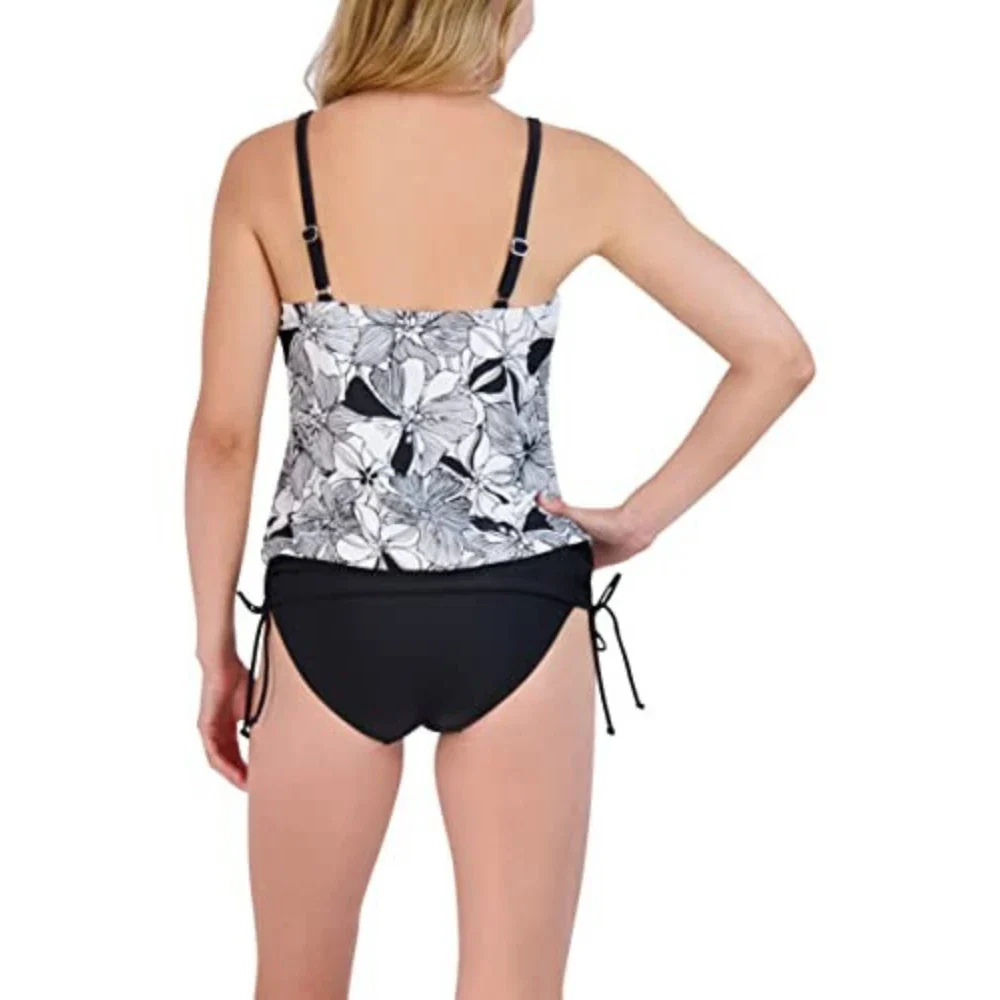 Stella Parker 2-Piece Swim Set Womens Black Multi Floral Tummy Control DSGL625 - Image 6
