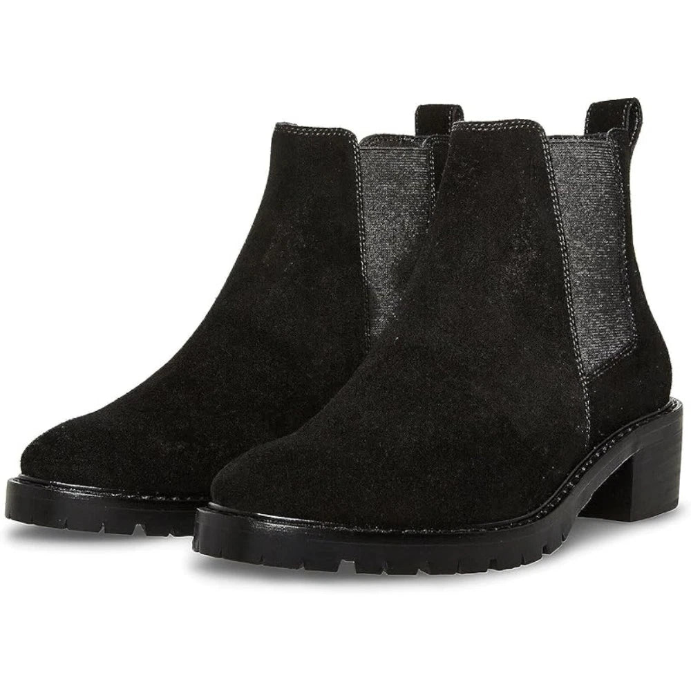 Steve Madden Dorothea Boots Women's Black Suede Round Toe Chelsea HTAT398