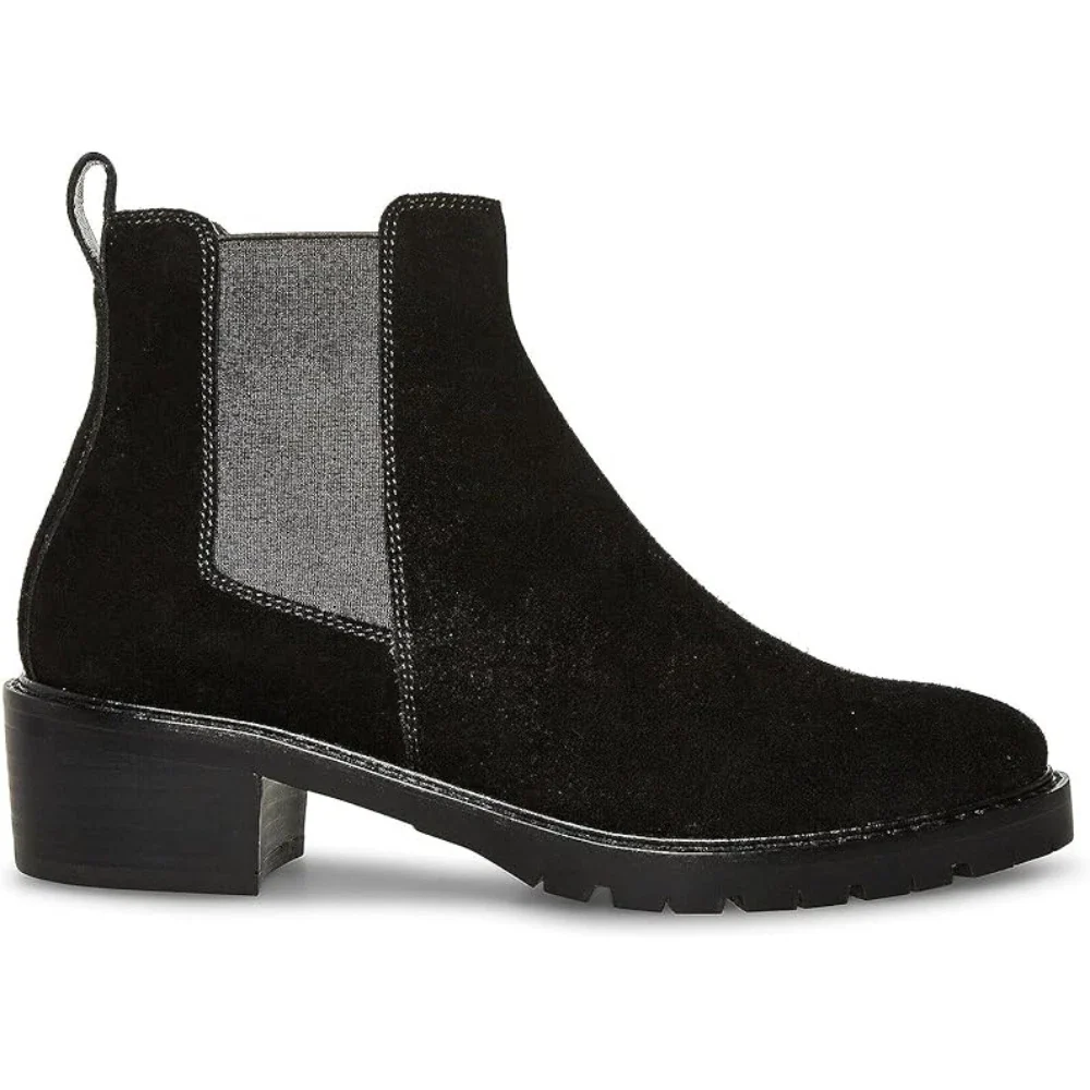 Steve Madden Dorothea Boots Women's Black Suede Round Toe Chelsea HTAT398 - Image 2