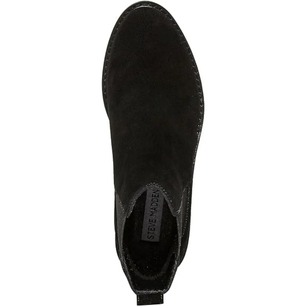Steve Madden Dorothea Boots Women's Black Suede Round Toe Chelsea HTAT398 - Image 4