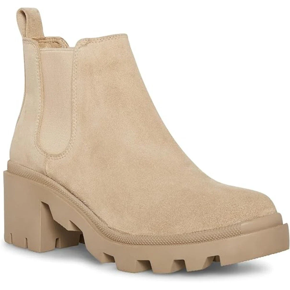 Steve Madden Hadlee Boots Women's Beige Suede Lug Sole Chelsea HTAT390 - Image 2