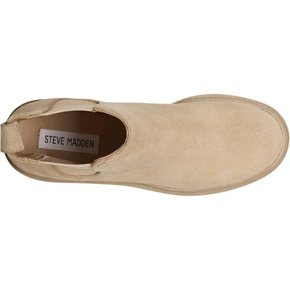 Steve Madden Hadlee Boots Women's Beige Suede Lug Sole Chelsea HTAT390 - Image 5