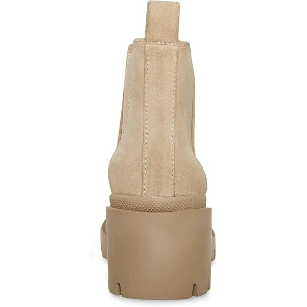 Steve Madden Hadlee Boots Women's Beige Suede Lug Sole Chelsea HTAT390 - Image 6