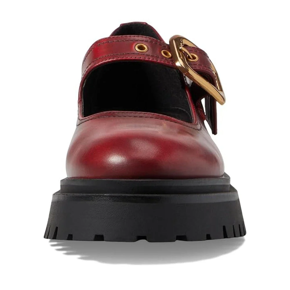 Steve Madden Lyndon Flats Women's Red Leather Mary Jane Shoes HTAT863 - Image 2