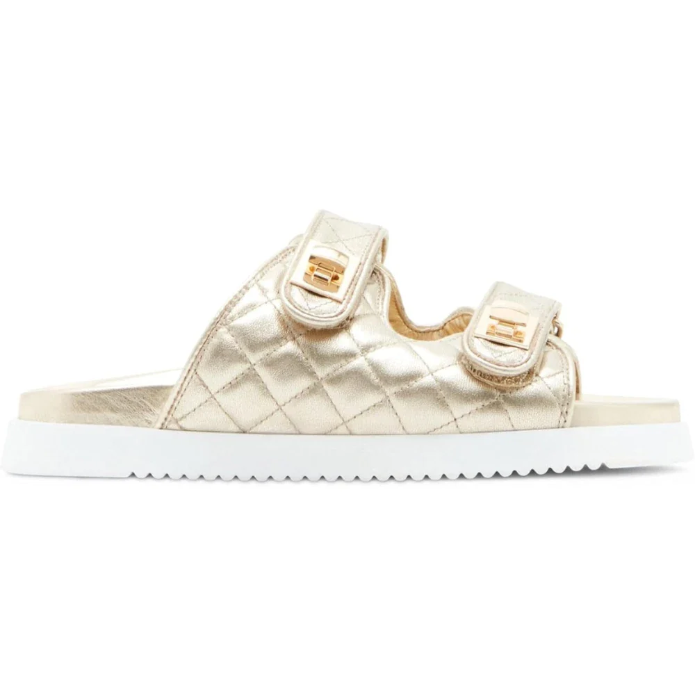 Steve Madden Schmona SCHM01S1 Sandals Women's  Gold Leather Slide HTAT865 - Image 2