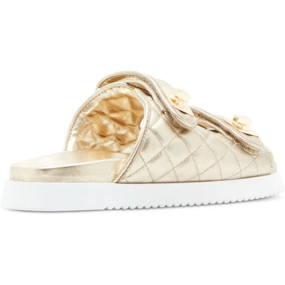 Steve Madden Schmona SCHM01S1 Sandals Women's  Gold Leather Slide HTAT865 - Image 3