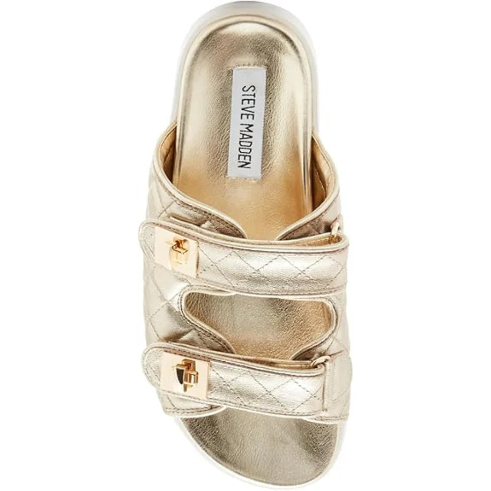 Steve Madden Schmona SCHM01S1 Sandals Women's  Gold Leather Slide HTAT865 - Image 4
