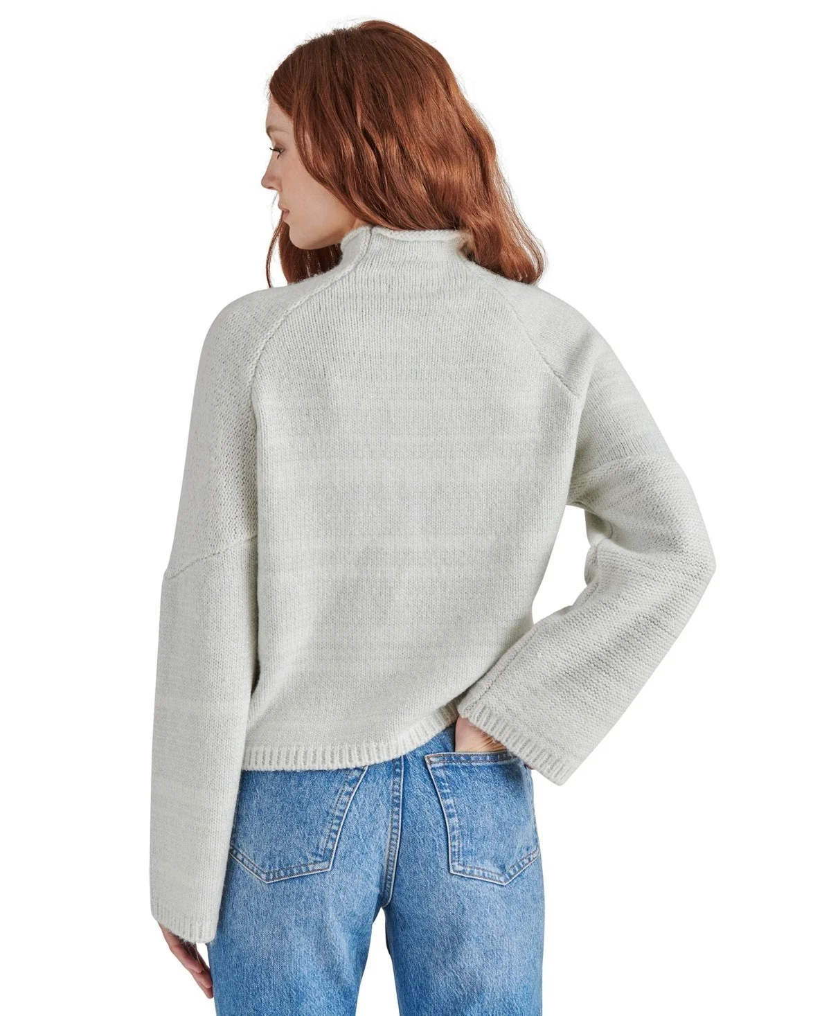 Steve Madden Sweater Women's Gray Raglan Sleeve Mock Neck Pullover PAL57 - Image 2