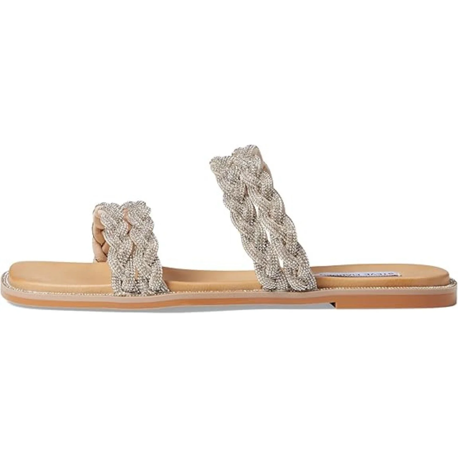 Steve Madden Varen Sandals Womens Silver Square Toe Slip On Slide HTAT408 - Image 2