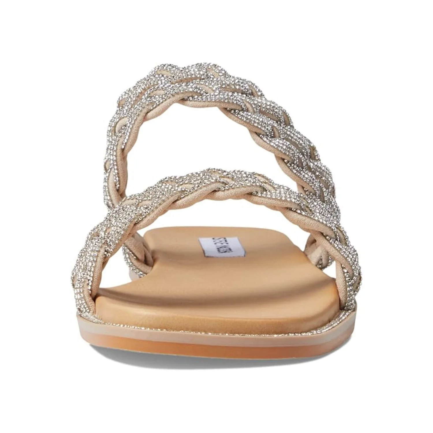 Steve Madden Varen Sandals Womens Silver Square Toe Slip On Slide HTAT408 - Image 4