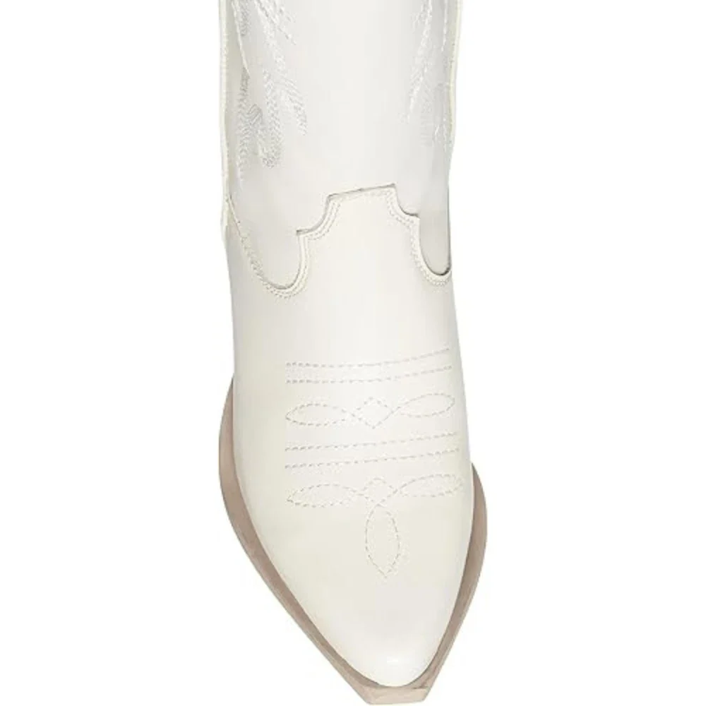 Steve Madden Windie Women's White Leather Snip Toe Western Boots HTAT879 - Image 6