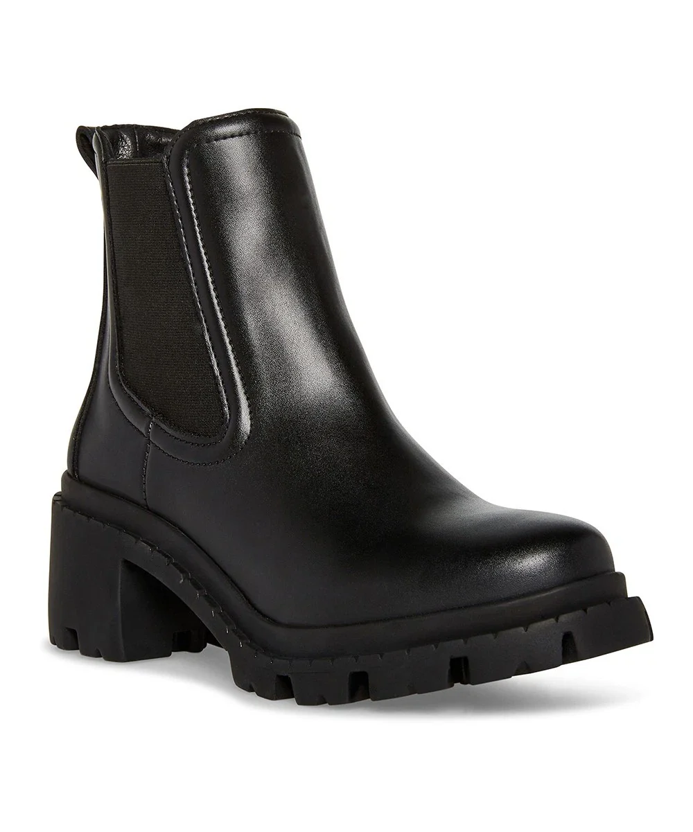 Steve Madden Zoltin Boots Womens Black Lug Sole Block Heel Bootie HTAT872 - Image 4